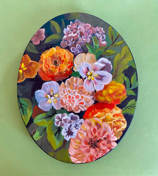Oval Floral Original Painting