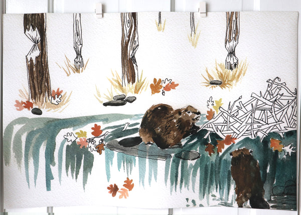 Autumn Beavers- Large Vinyl Print