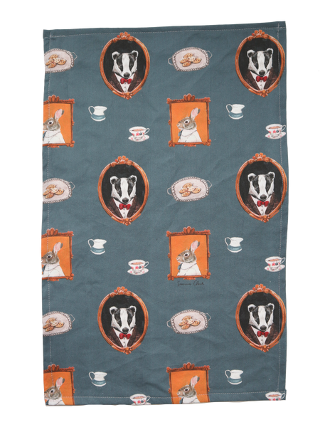Teatime Guests- Linen/Canvas Tea Towel