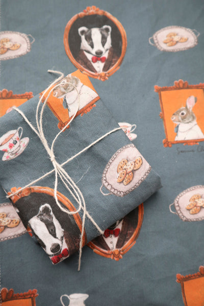 Teatime Guests- Linen/Canvas Tea Towel