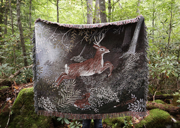Enchanted Woodland Woven Tapestry Blanket