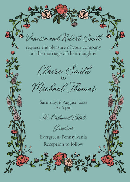 Enchanted Garden ~ Semi-custom Digital Wedding Stationery