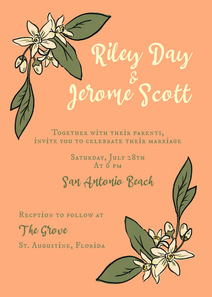 Orange Blossom ~ Semi-custom Digital Wedding Stationery