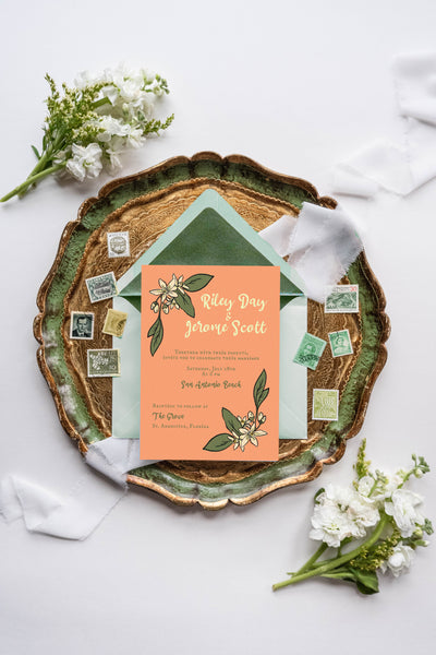 Orange Blossom ~ Semi-custom Digital Wedding Stationery