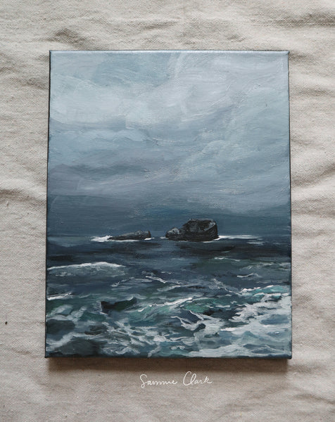 "Dark Sea" Landscape Original Painting on Canvas