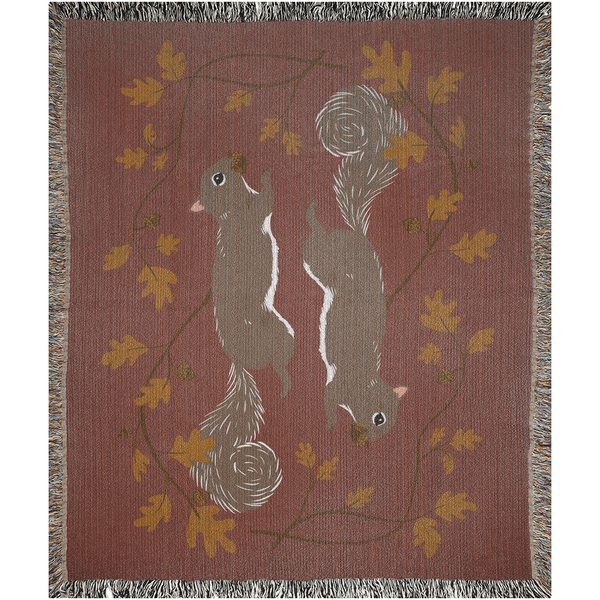 Squirrels ~ Woven Tapestry Blanket