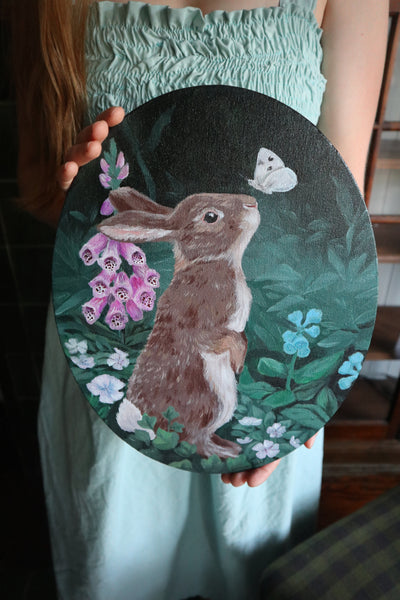 Moody Garden Rabbit ~ Original Painiting