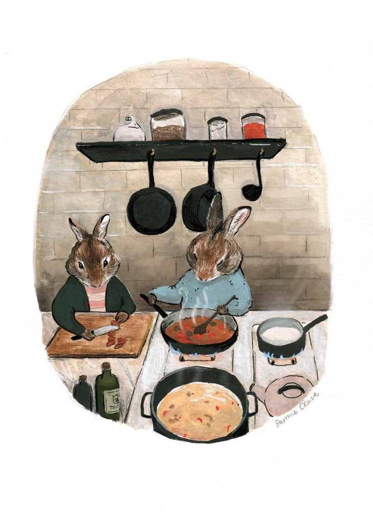 Cozy Cooking Bunnies – Sammie Clark Art