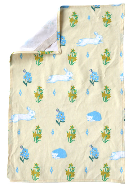 Bunnies & Hedgehogs ~ Linen/Canvas Tea Towel