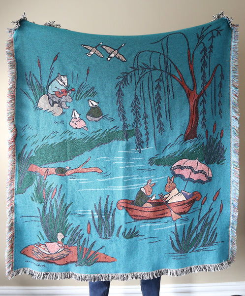 Day at the Pond Woven Soft Tapestry