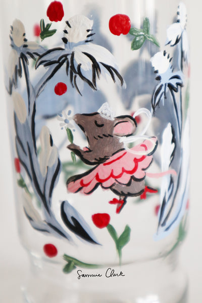 Christmas Mice ~ set of 2 hand-painted glasses