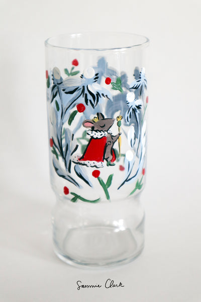 Christmas Mice ~ set of 2 hand-painted glasses