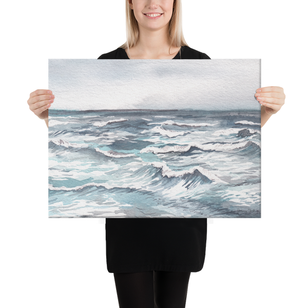 Silver Sea Ocean Canvas Print