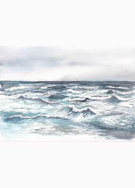 "Silver Sea" Ocean Watercolor Print