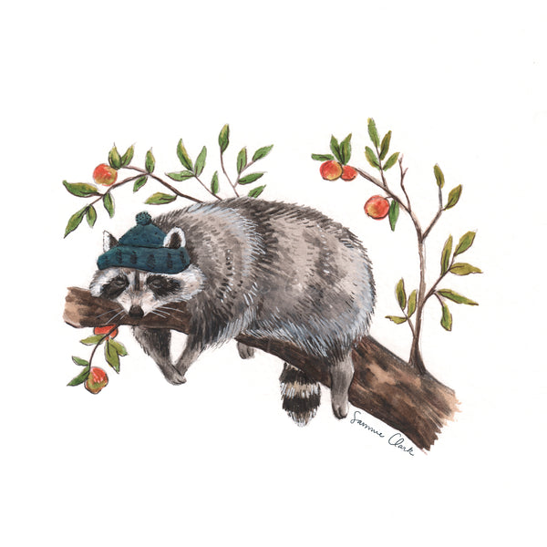 Sleepy Raccoon Print