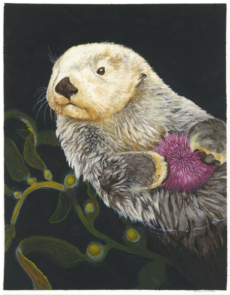 Sea Otter Painting For Charity~ 11x14" mixed media on watercolor paper