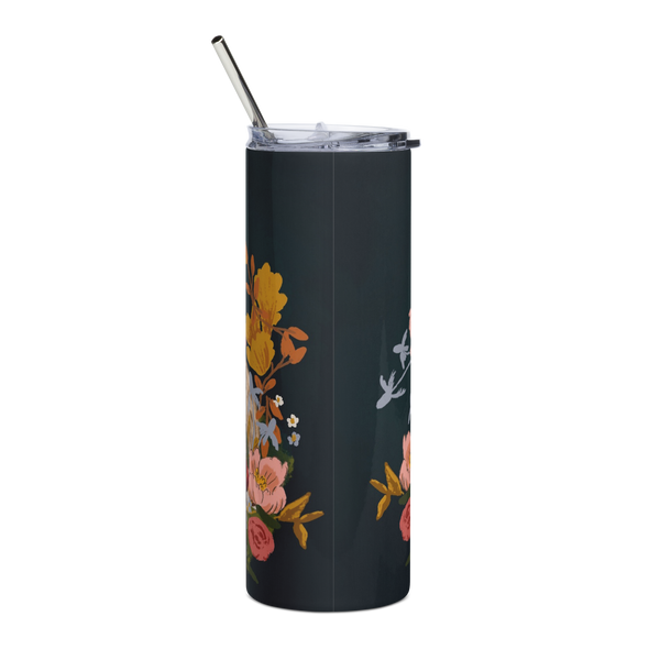 Floral Hare Tumbler with Lid & Straw