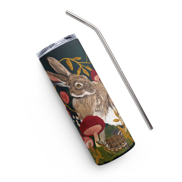 Floral Hare Tumbler with Lid & Straw