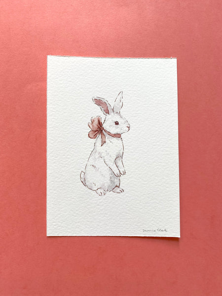 White Bunny ~ Original Watercolor Painting